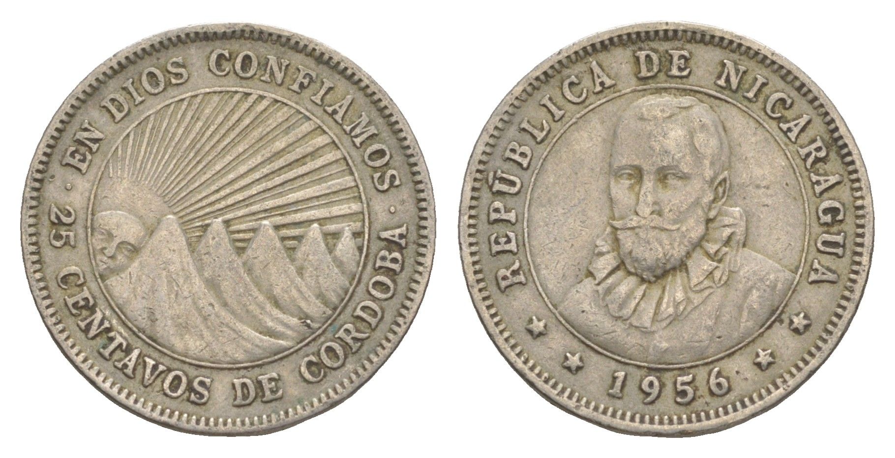 Никарагуа 25 сентаво 1956 KM 18.1 медно-никель 4638-327