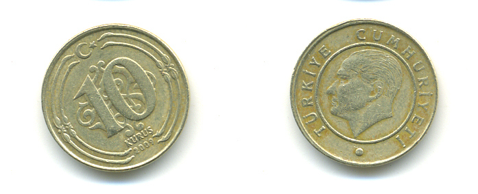 ТУРЦИЯ 10 КУРУШЕЙ 2009 KM 1166 медь никель цинк 176-814