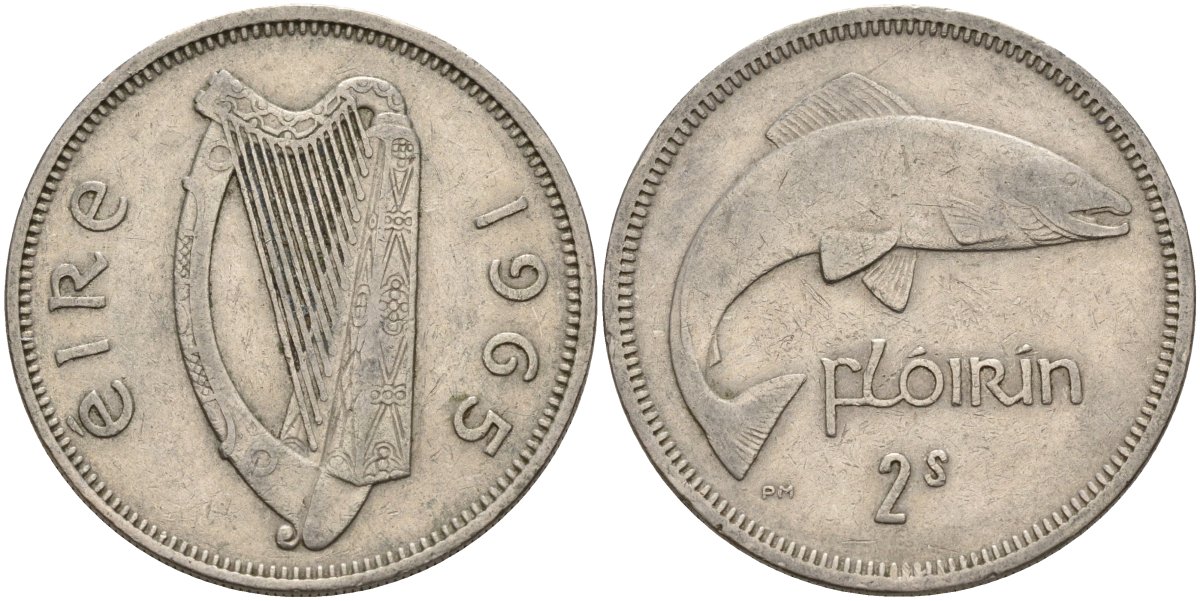 Ирландия 2 шиллинга = 1 флорин 1965 KM 15a медно-никель 4144-1042