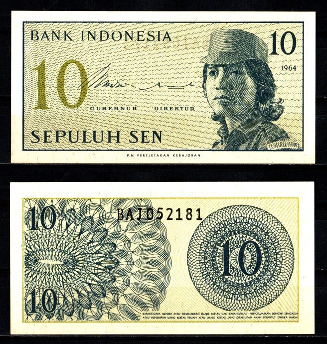 Индонезия 10 сен 1964 Pick 92 бумага UNC (пресс) 7486-56-2-1