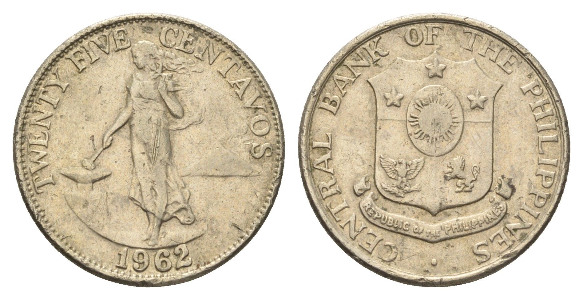 Филиппины 25 сентаво 1962 KM 189 медь цинк никель 4666-653