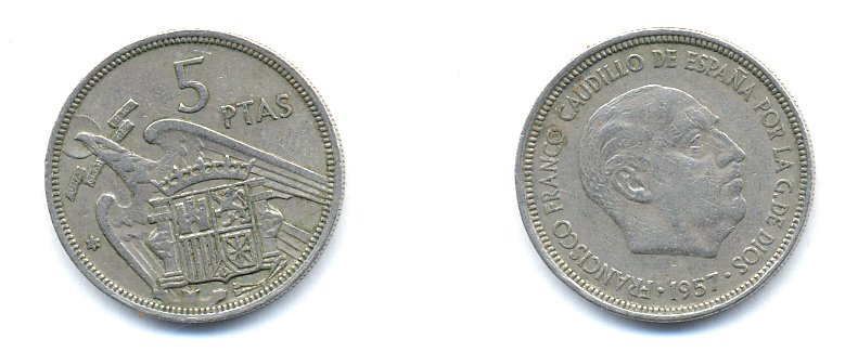 ИСПАНИЯ 5 ПЕСЕТ 1969 KM 786 медно-никель 54-1452