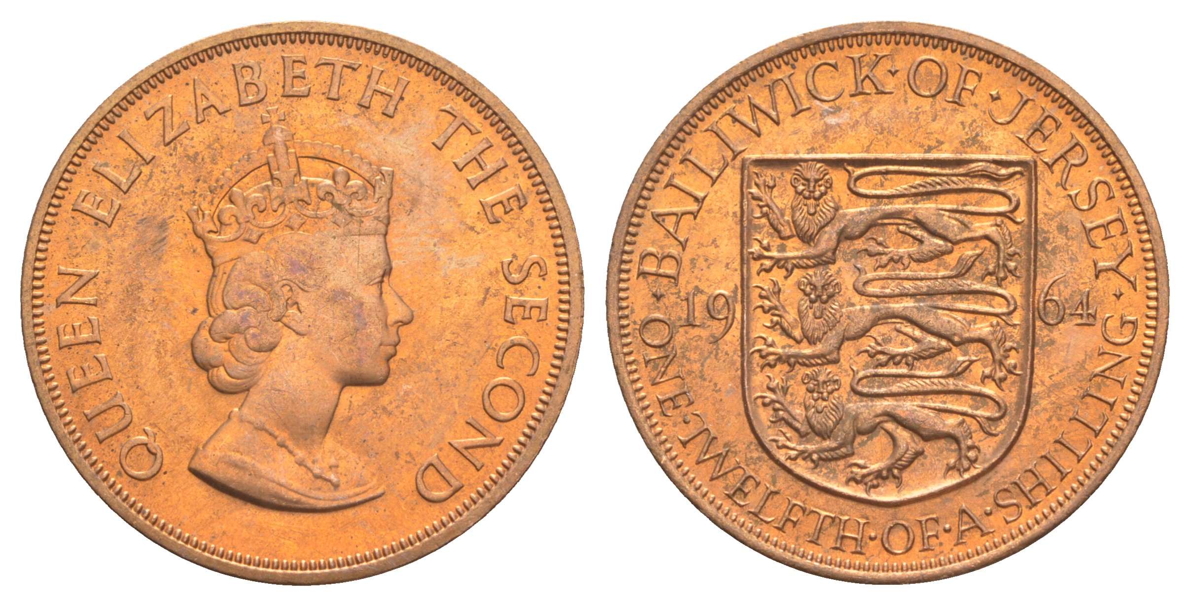 Джерси 1/12 шиллинга 1964 Елизавета II (1952-2022) KM 21 бронза aUNC 4634-245