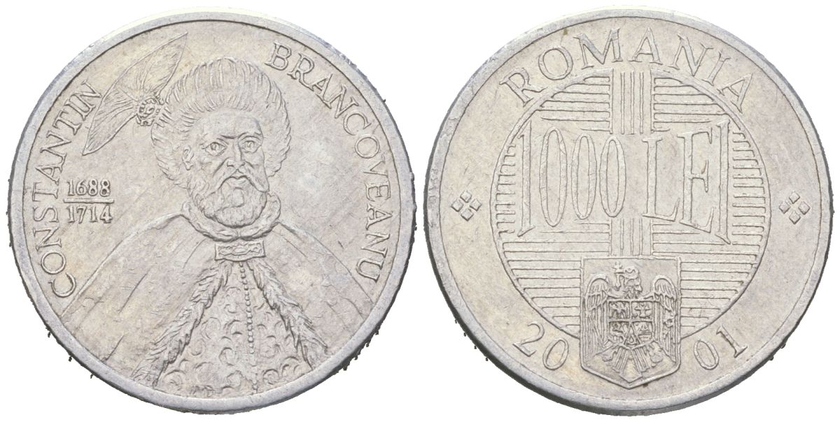 Румыния 1000 леев 2001 Константин Брынковяну (1654-1714) KM 153 алюминий 4617-969