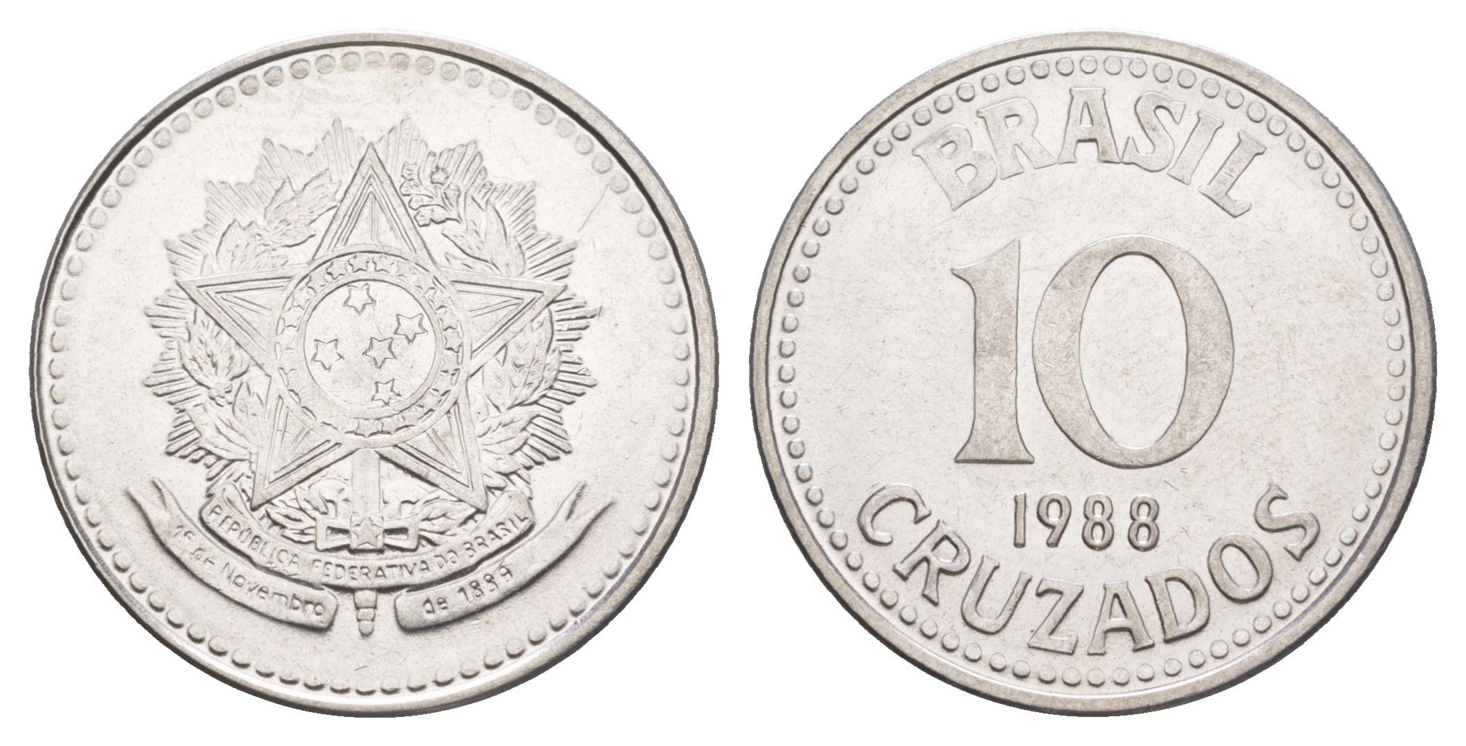 Бразилия 10 крузадо 1988 KM 607 нержавеющая сталь UNC 4642-1251