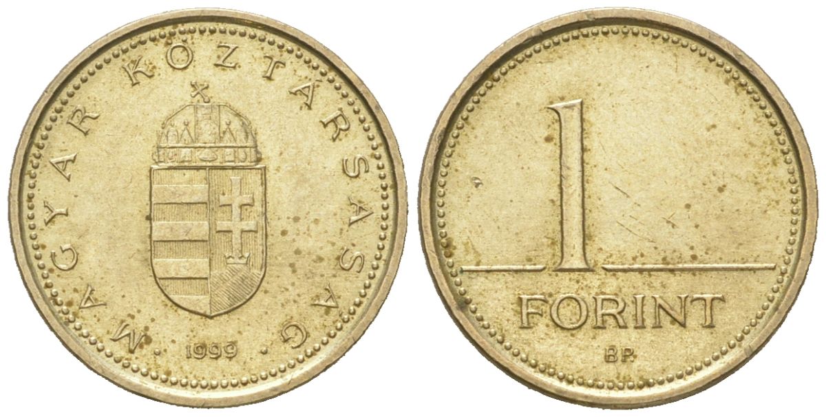 Венгрия 1 форинт 1999 BP KM 692 никель латунь UNC 4617-1031