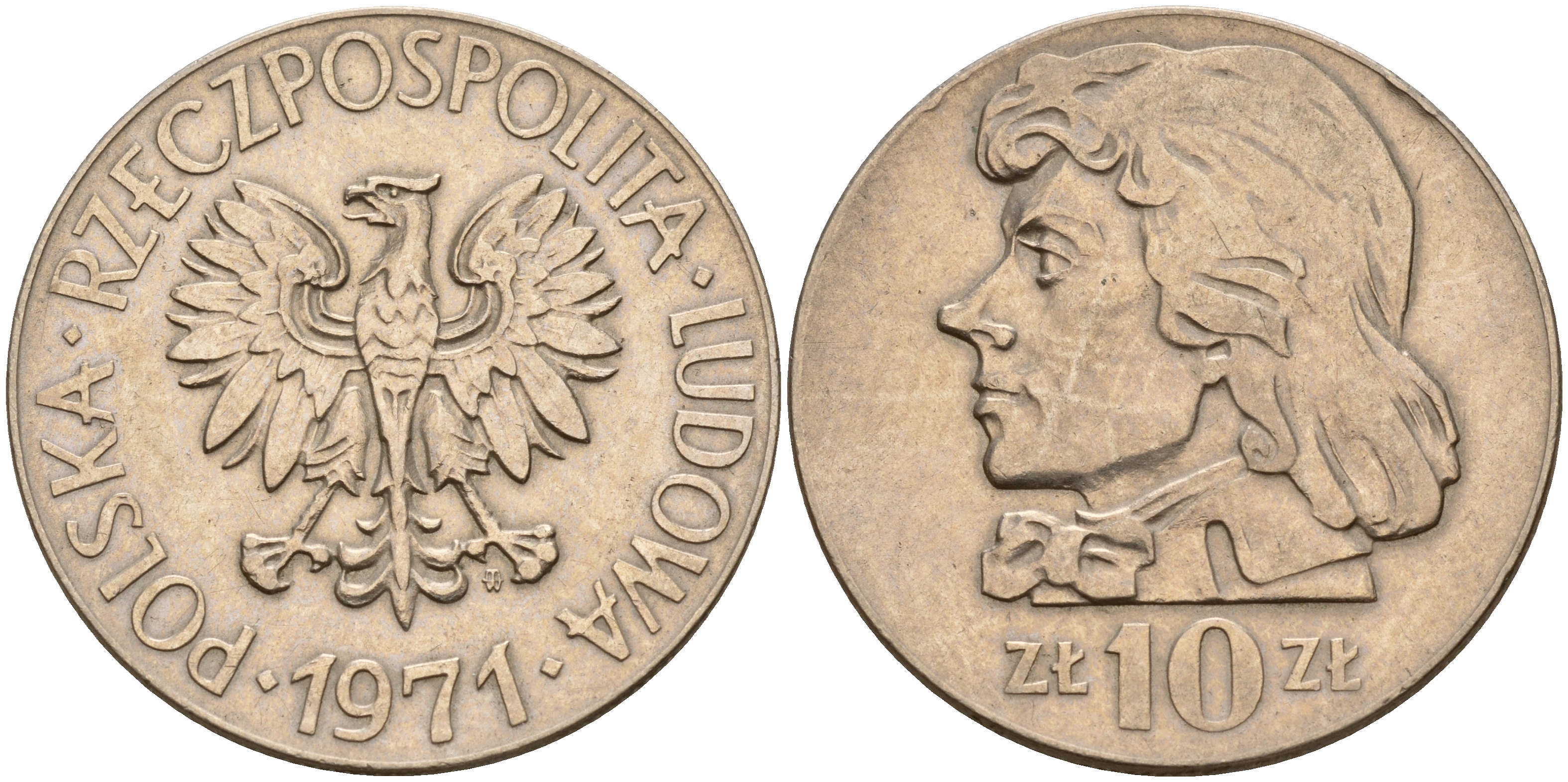 Польша 10 злотых 1971 MW, Тадеуш Костюшко KM 50а медно-никель    4601-1125
