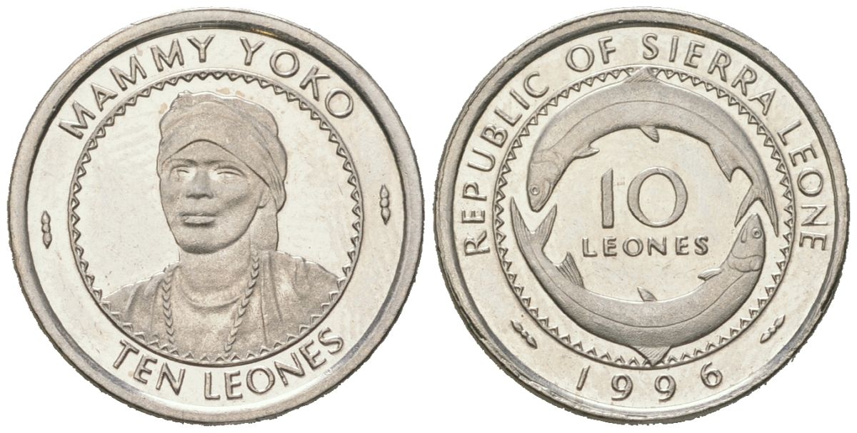 Сьерра-Леоне 10 леоне 1996 KM 44 сталь плакированная никелем PROOF 192-357