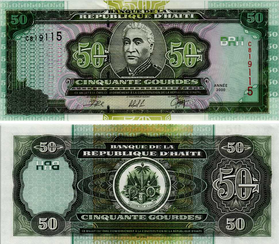 ГАИТИ 50 ГУРДОВ 2000 ЛИЗИУС САЛОМОН, ПРЕЗИДЕНТ ГАИТИ (1879-1888) Pick 267а бумага UNC (ПРЕСС) 7203-60-1