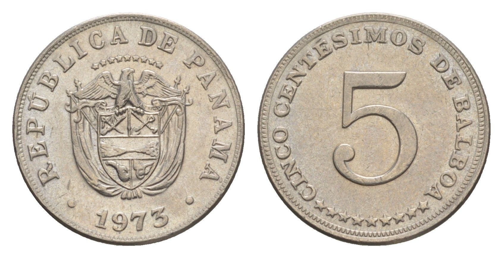 Панама 5 сентесимо 1973 KM 23.2 медно-никель UNC 4643-1247