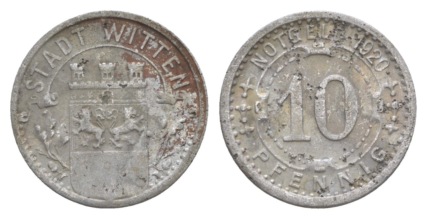 Виттен 10 пфеннигов 1920 Funck 604.8, Men05 27464.19, Men18 34499.19 алюминий 4636-915