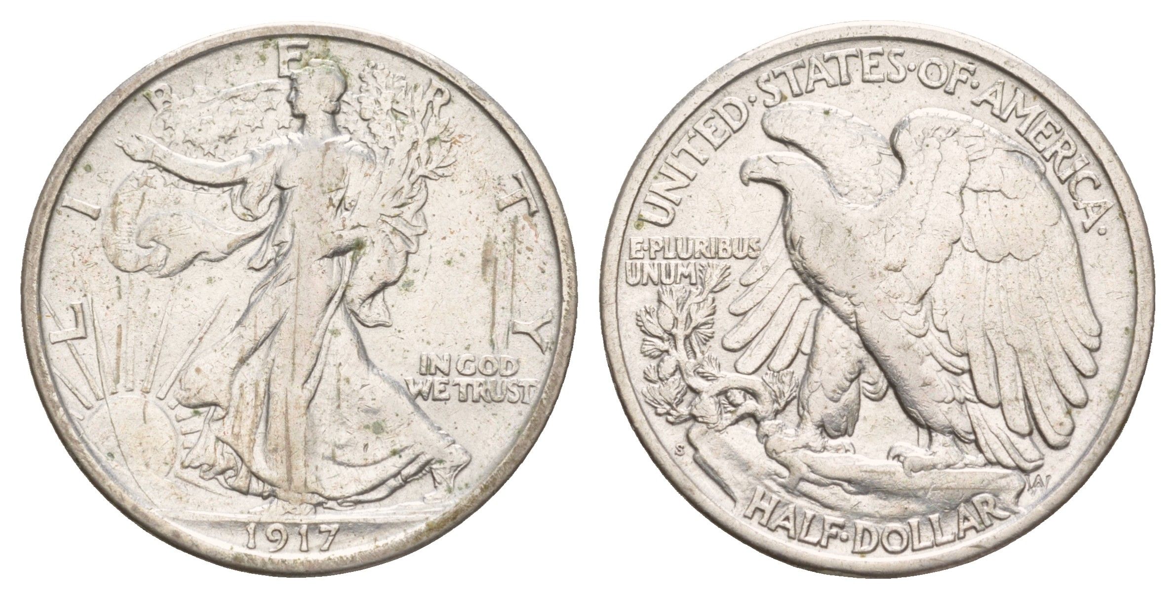 США 1/2 доллара (50 центов) 1917 S KM 142 серебро    5010-1734