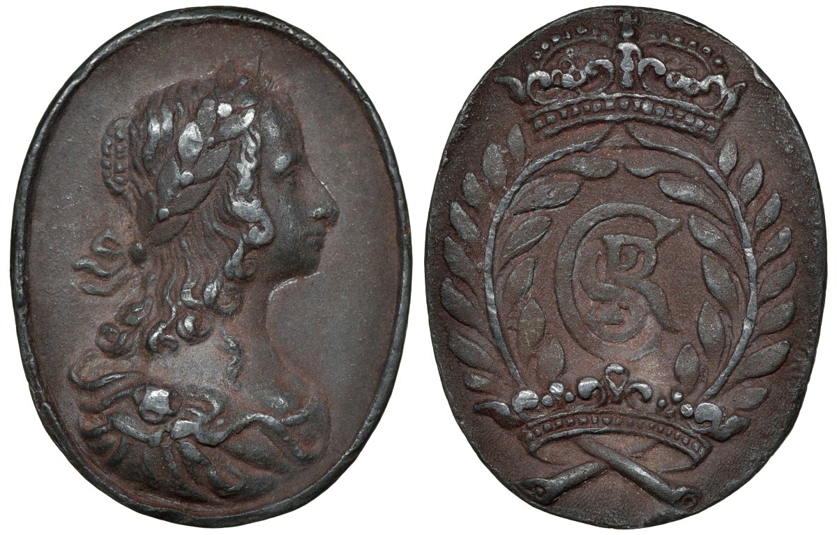 Швеция овальная плакетка ND с изображением королевы Кристины, размер 29,2 х 37,8 мм., вес 22,1 гр. свинец? 00-00-00