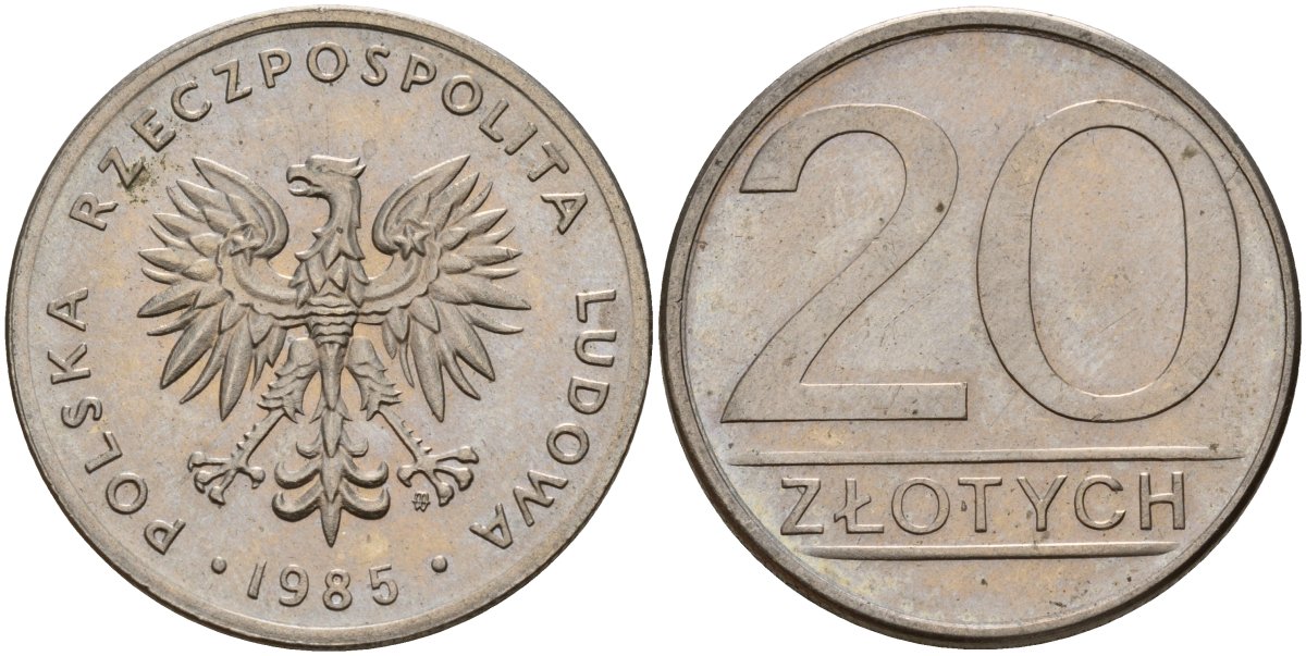 Польша 20 злотых 1985 MW Y 153.1 медно-никель 4187-641