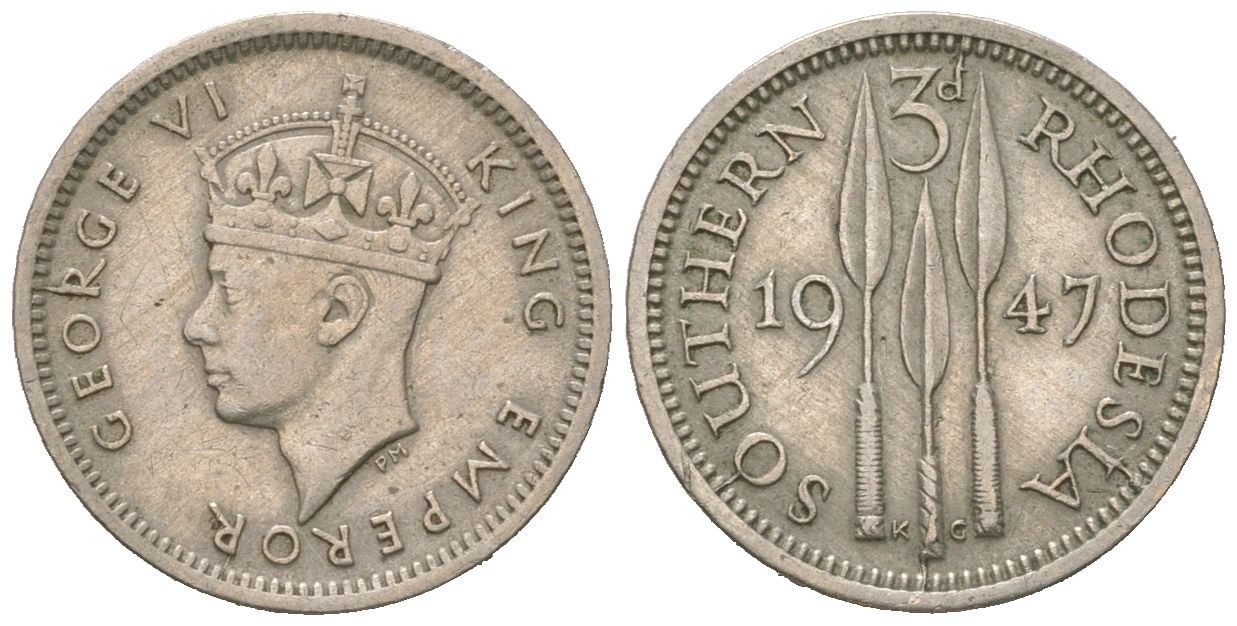 Южная Родезия 3 пенса 1947 Георг VI (1936-1952) KM 16b медно-никель 4617-121