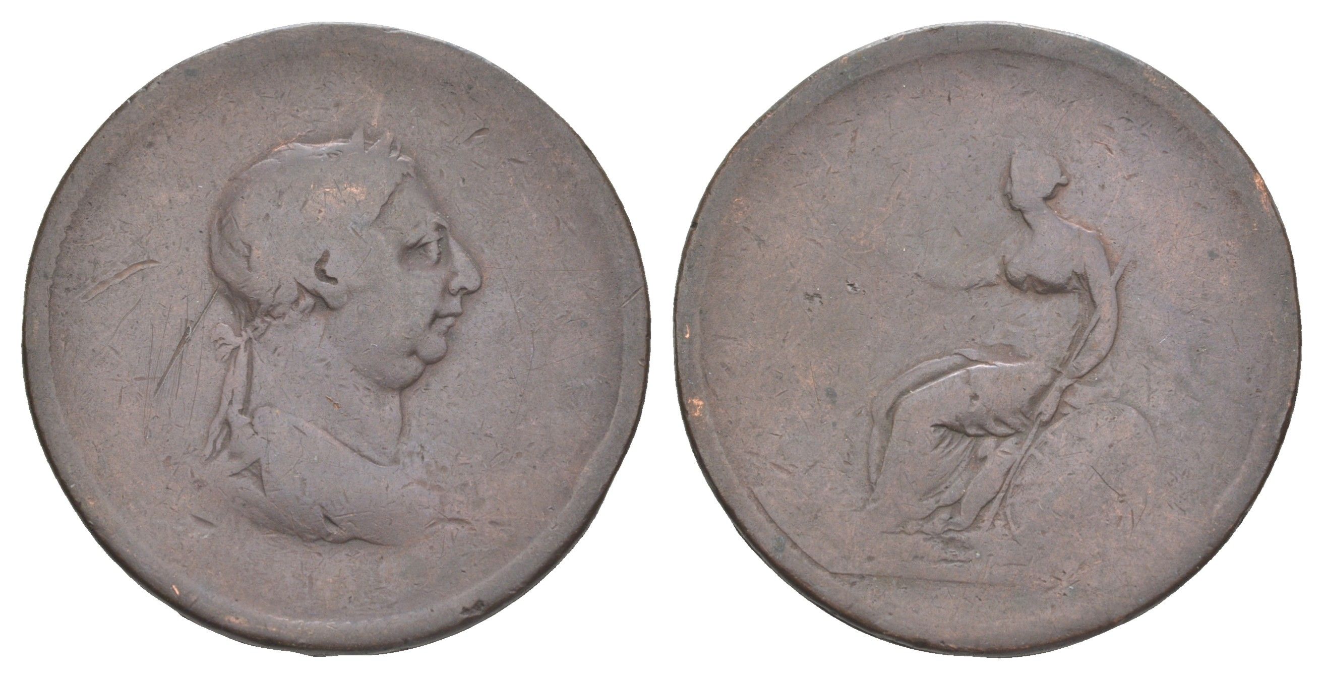 Великобритания 1 пенни 1806-1807 Георг II (1727-1760) KM 663, Spink 3780 медь 4634-911