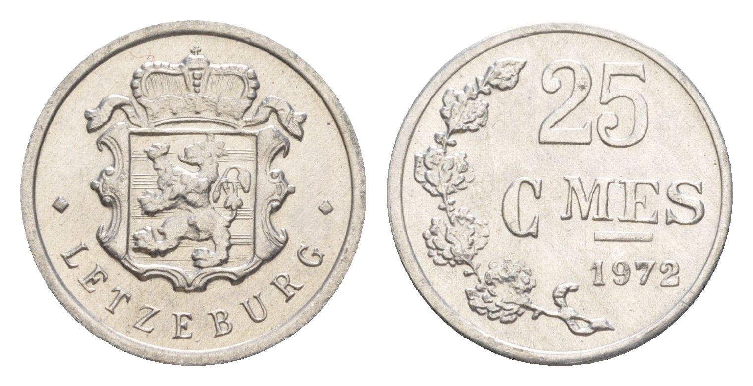 Люксембург 25 сантимов 1972 Герцог Жан (1964-1999) KM 45a алюминий aUNC 4643-527