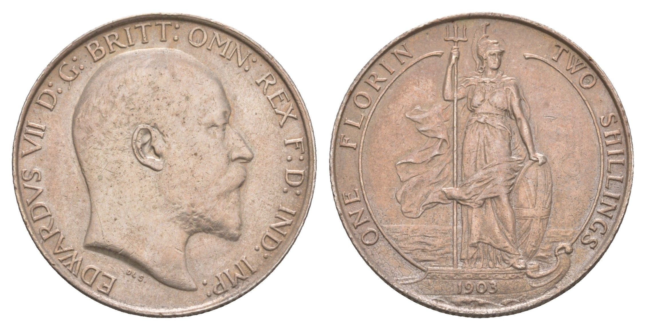 Великобритания 2 шиллинга (флорин) 1903 Эдуард VII (1901-1910) KM 801, Spink 3981 серебро 00-822-90