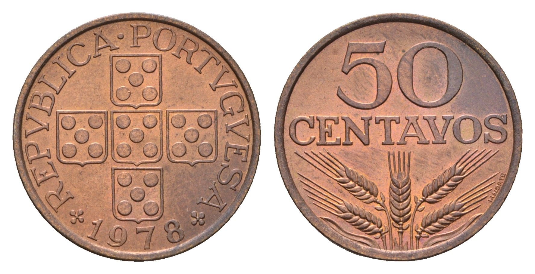 Португалия 50 сентаво 1978 KM 596 бронза UNC 4674-757