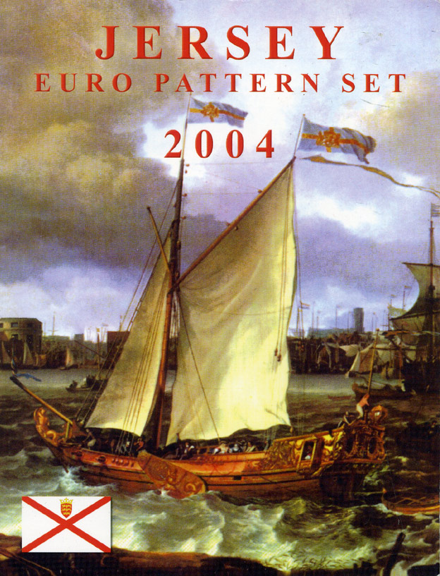 Джерси набор из 8 монет 2004 европробники, в оригинальном картонном буклете, тираж 10000 экз. 5-6-3-14