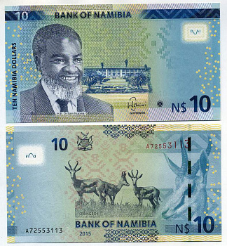 Намибия 10 долларов 2015 антилопы Pick 16 бумага UNC (пресс) 448-88-3