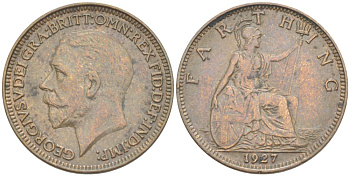 Великобритания 1 фартинг 1936 Георг V (1910-1936) KM 825, Spink 4061 бронза 4543-1041