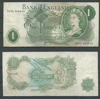 Англия 1 фунт ND (1960-1977) Pick 374 g бумага 2198-24-2-1