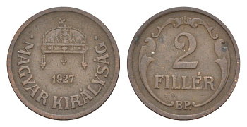 Венгрия 2 филлера 1927 BP KM 506 бронза 4636-442