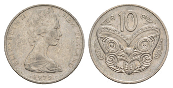 Новая Зеландия 10 центов 1979 KM 41.1 медно-никель 4179-911