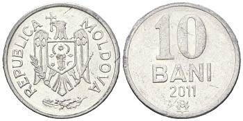 Молдавия 10 бань (бани) 2011 KM 7 алюминий aUNC 4621-564