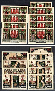 Цербст (Анхальт) набор из 9 нотгельдов 1921 2193-45-1-2