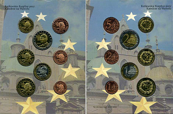 Польша набор из 8 монет 2004 европробники, в оригинальном картонном буклете, тираж 20000 экз. 5-6-3-38