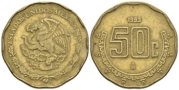 Мексика 50 сентаво 1993 KM 549 алюминиевая бронза 87-154