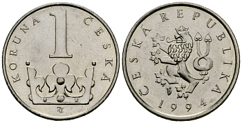 Чехия 1 крона 1994 KM 7 сталь плакированная никелем 4173-1167