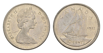 Канада 10 центов 1972 Елизавета II (1952-2022), парусник KM 77 никель 4630-821