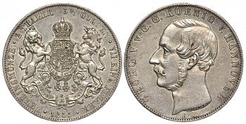 Ганновер 2 талера - 3 1/2 гульдена 1855 В, Георг V (1851-1866) KM 229 серебро 00-000-00