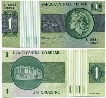 БРАЗИЛИЯ 1 КРУЗЕЙРО 1980 ВТОРОЙ ВЫПУСК, ПОДПИСЬ 20, СЕРИЯ В Pick 191Ас бумага UNC (ПРЕСС) 6262-35-3-1