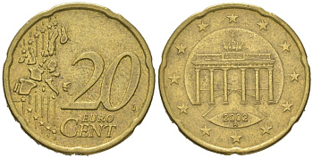 Германия 20 евроцентов 2002 A KM 211 нордик 4604-1022