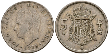 Испания 5 песет 1975 (78) Хуан Карлос I (1975-2014) KM 807 медно-никель 190-955