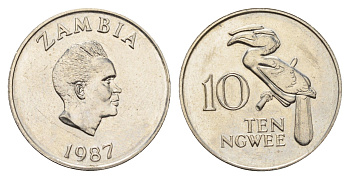 Замбия 10 нгве 1987 KM 12 медь цинк никель UNC 92-927