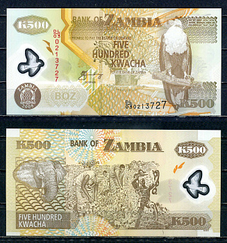 Замбия 500 квач 2008 Pick 43 f пластик UNC (пресс) 00-00