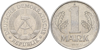 ГДР 1 марка 1977 A KM 35.2 алюминий 181-951