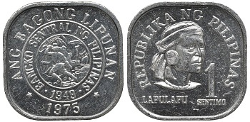 Филиппины 1 сентимо 1975 вождь острова Мактан Лапу-Лапу KM 205 алюминий UNC 192-339