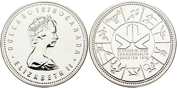 Канада 1 доллар 1978 11-е игры стран содружества в Эдмонтоне KM 121 серебро  UNC  1522-941