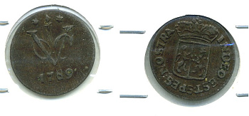 Нидерландская Восточная Индия 1/2 дуита 1789 KM 55 медь 503-734