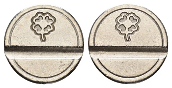 Италия жетон на развлекательных автоматов "Четырехлистный клевер" диаметр 24 мм, вес 4,7 гр никель 4670-522