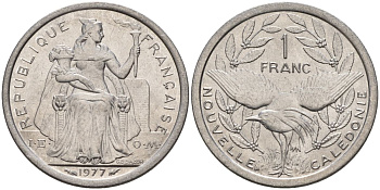 Французская Новая Каледония 1 франк 1977 KM 10 алюминий 4153-646