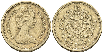 Великобритания 1 фунт 1983 Елизавета II (1952-2022) KM 933, Spink 4221 никель латунь 60-1313