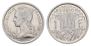 Реюньон 1 франк 1964 KM 6 алюминий UNC 4671-121