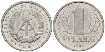 ГДР 1 пфенниг 1985 A KM 8.2 алюминий 192-125